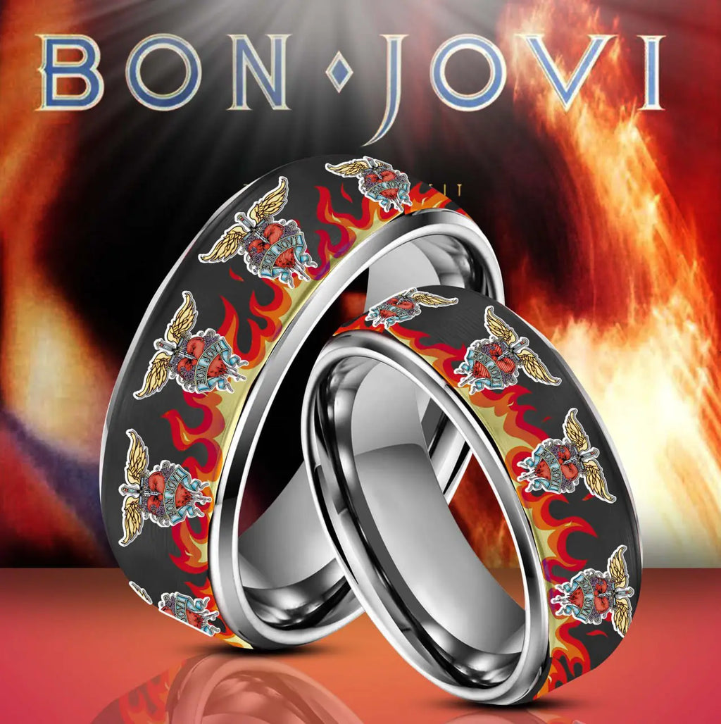 Bon Jovi Silver Tungsten Rings