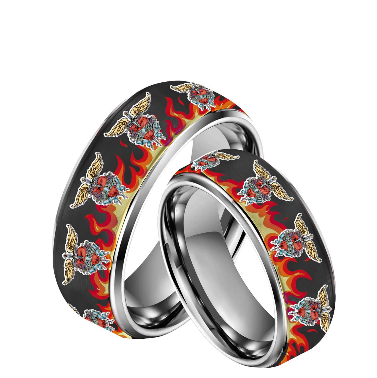 Bon Jovi Silver Tungsten Rings