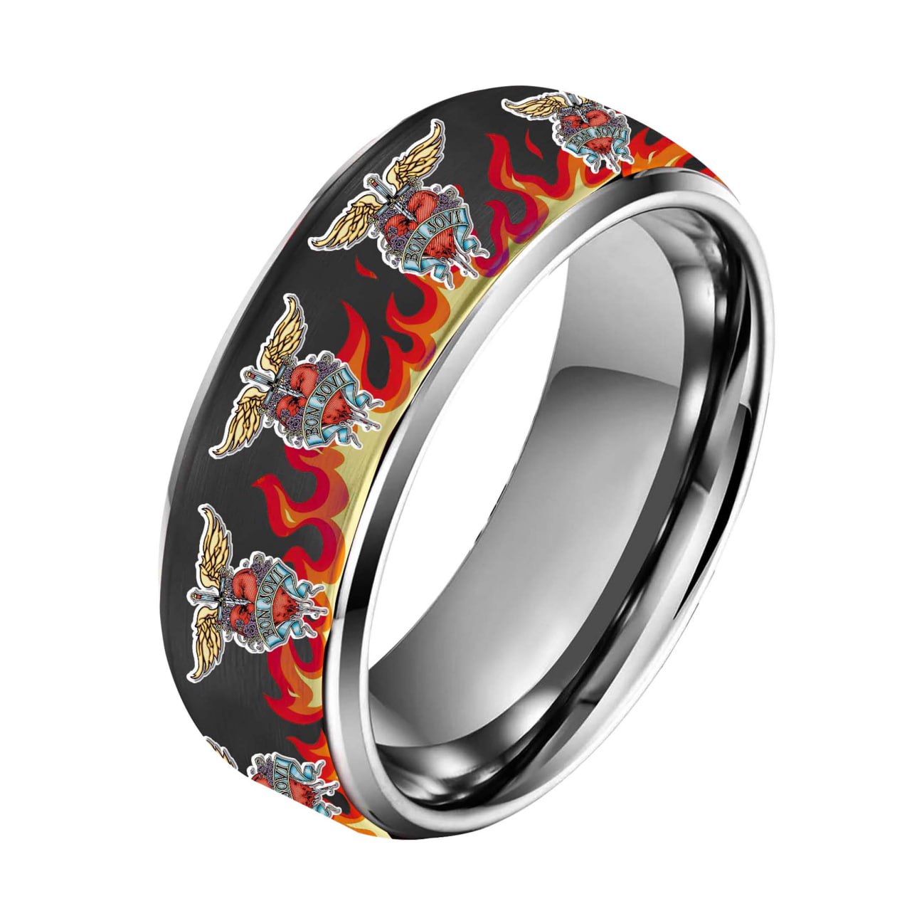 Bon Jovi Silver Tungsten Rings